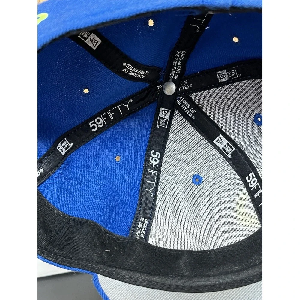 Vintage PROPER New Era Snapback HAT 9 Fifty Blue Neon Rare 100% Wool Made In USA